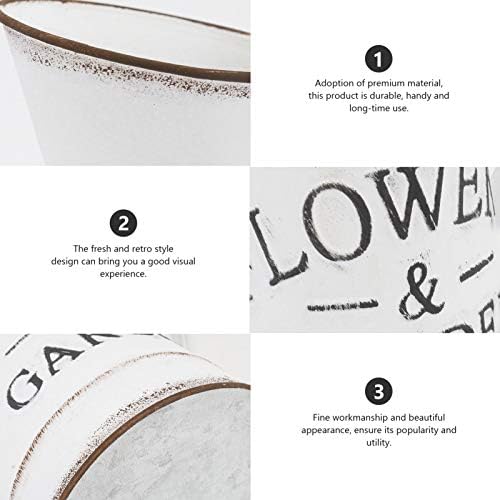DOITOOL Rustic White Vase with Galvanized Look