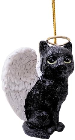Black Cat Angel Tabby Christmas Tree Ornament