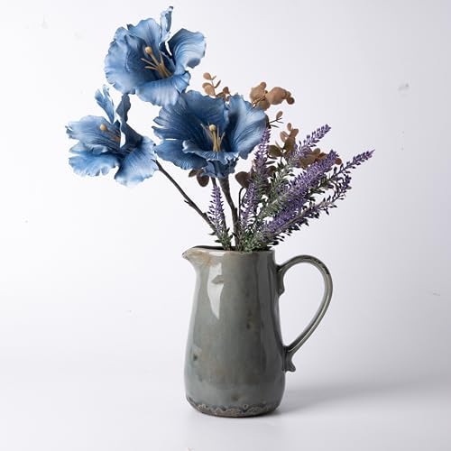 Rustic Blue Ceramic Vase for Home Decor