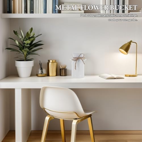 BESPORTBLE Vintage Galvanized Milk Can Jug Vase Rustic Flower Bucket Decor White