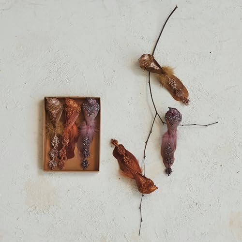 Creative Co Op Foam Feather Bird Clip On Ornaments Set of 3