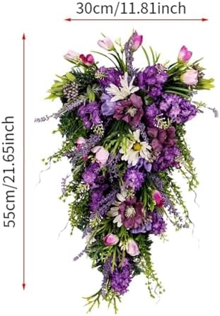 2165 Inch Spring Floral Teardrop Wreath for Front Door and Window