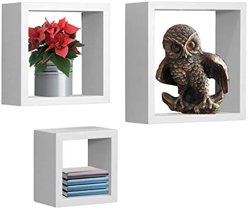Sorbus Floating Box Shelves Set of 3 White