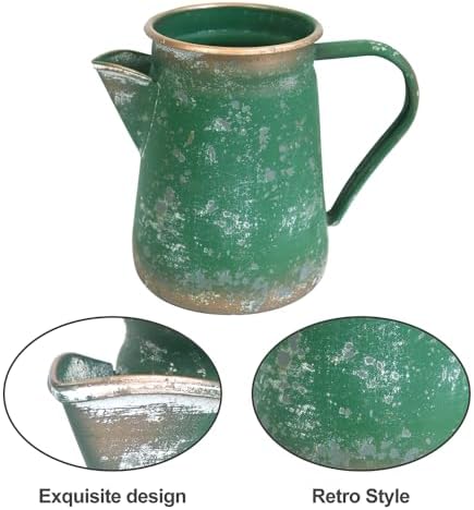 Vintage Metal Milk Jug Vase for Home Decor