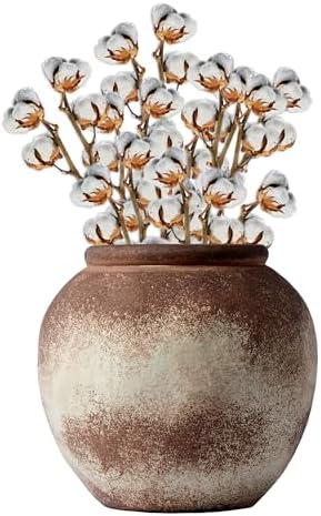 UPWOIGH Brown Circular Rustic Ceramic Flower Vase