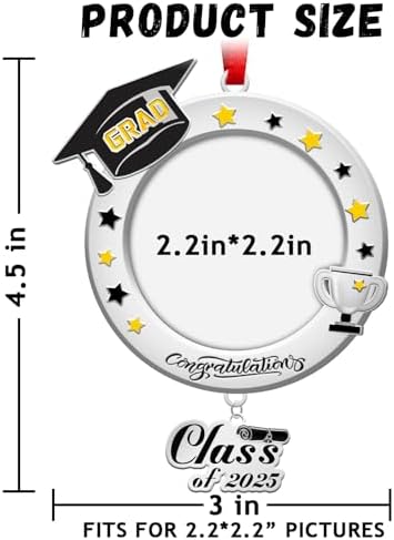 2025 Graduation Ornament Metal Cap Photo Pendant