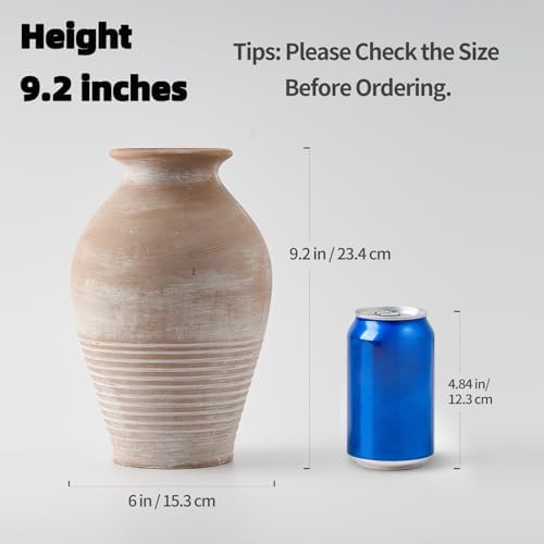 LUKA Ceramic Farmhouse Vase 92 Inch Whitewashed Terracotta