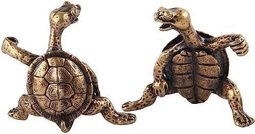 2pcs Antique Copper Kung Fu Turtle Incense Holder