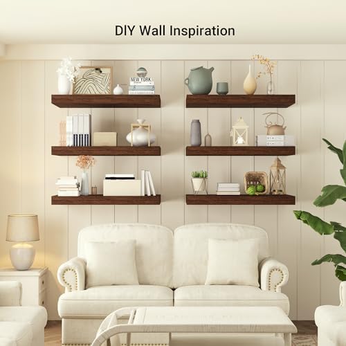 24 x 12 Inch Deep Floating Shelves Wall Mounted with Invisible Brackets