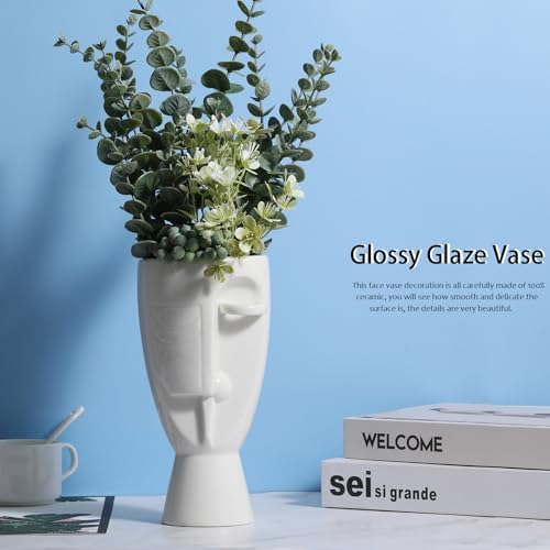 Face Art Ceramic Vases with Creative Floral Designs