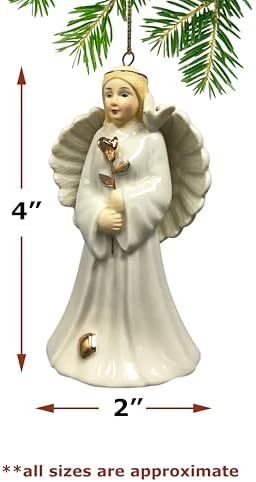 Angel Ornament - Porcelain with Gold Trim - 4 Inch Tall