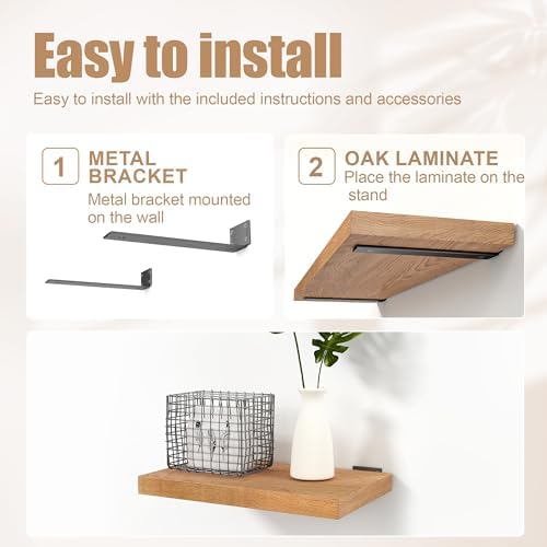 Solid Oak Floating Shelves 16x10 Inch Heavy Duty