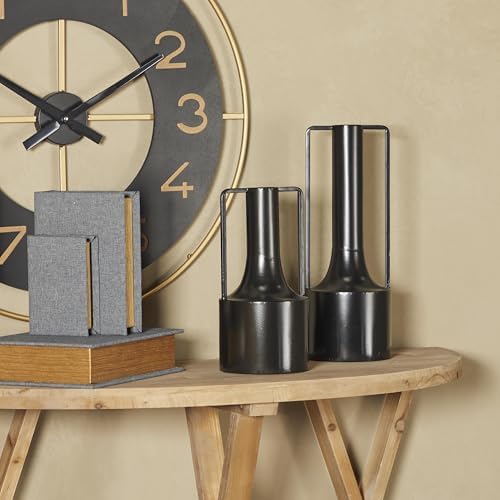 Deco 79 Metal Decorative Vase Set of 2 Black 16 Inch