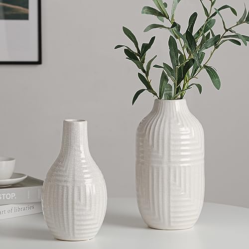 HJN White Ceramic Vase - Modern 106 H