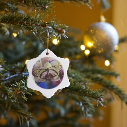 3 Inch Snowflake Porcelain Ornament with Gold String