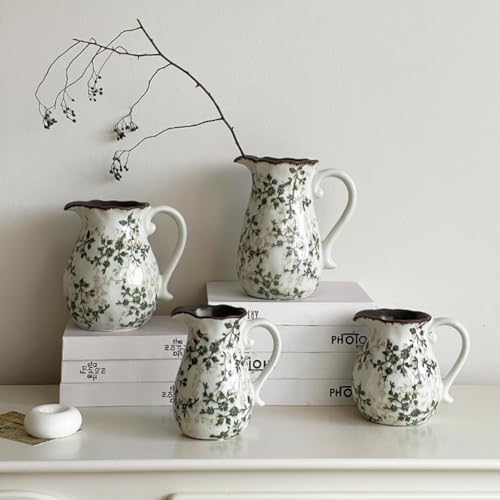 Green Flower Vase for Chinoiserie Decor Ceramic Porcelain Pitcher Vase A1