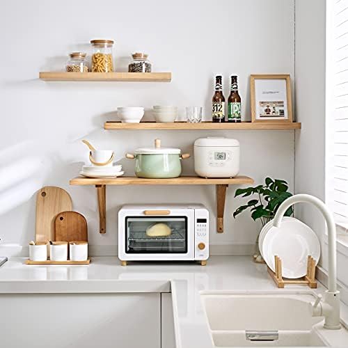 Oak Floating Shelves 4x16 Inch Natural Wood Wall Display Ledge