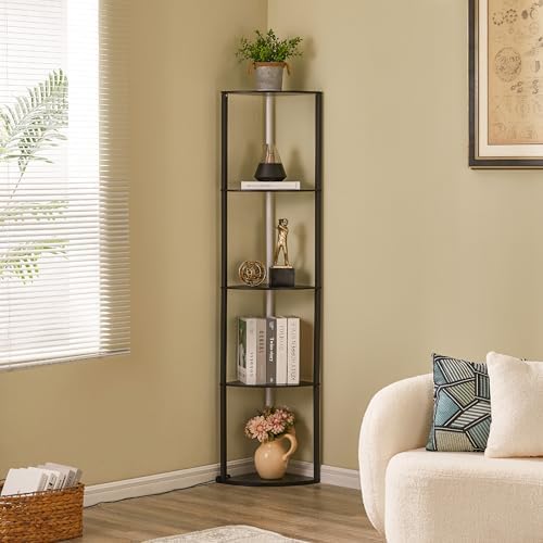 Woodronic 5-Tiered Corner Shelf with LED Light