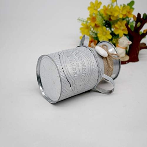 Wakauto 1 Pc White Galvanized Metal Milk Tin Basket Flower Vase