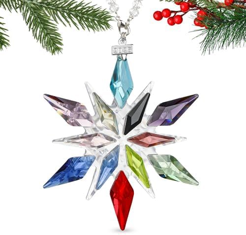2025 Christmas Crystal Snowflake Ornament for Tree Hanging Pendant Sun Catcher Home Decor
