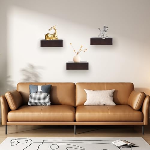 MITREL 5x5 Inch Floating Shelves Set of 2 Dark Walnut