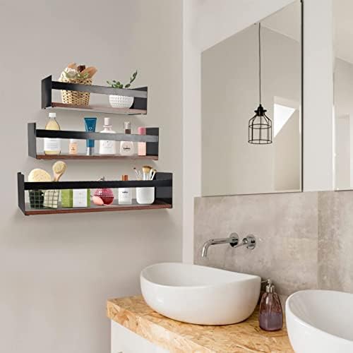 Giftgarden Black Iron Wood Floating Shelves 3 Pack