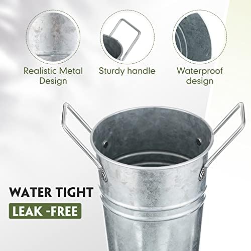 Chumia 12 Pcs Galvanized Flower Bucket Set Matte Silver