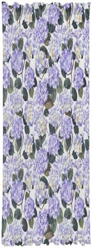 Purple Spring Floral French Door Curtain Watercolor Flowers Pastoral Sheer Door Panels 54W X 72L