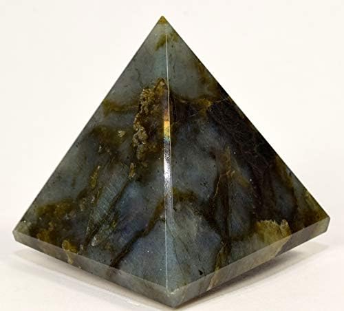 HC Set 57mm Rainbow Flash Labradorite Pyramid Clear Quartz Cabochon