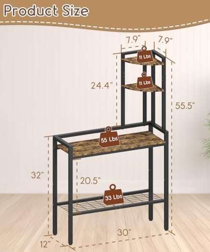 4 Tier Corner Shelf Stand 56 Inch Freestanding Book Storage Rack with Metal Frame Black