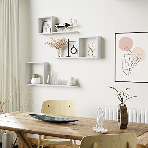 LUDORU Floating Cube Shelves Set of 6 White