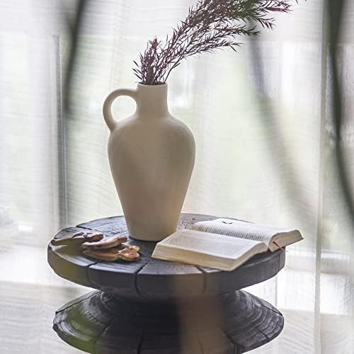 Blossome Antique Ceramic White Vase with Handle 10 Inches