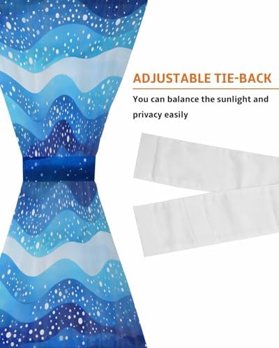 PANJINEXT Door Curtains Abstract Blue Gradient Wave Watercolor