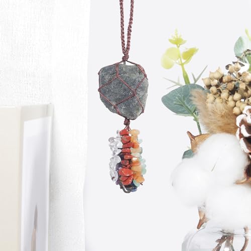 Loveliome Rough Gemstone 7 Chakras Hanging Crystal Decor