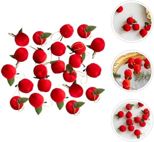 LOGOFUN 60Pcs Apple Tree Plush Ornaments for Holiday Decor
