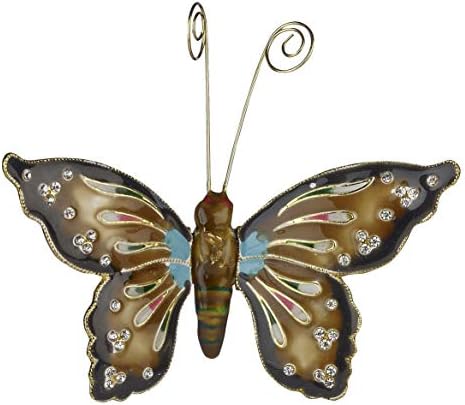 Handmade Enamel Bejeweled Brown Butterfly Ornament