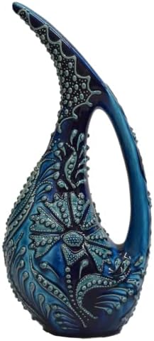 EliPOT Turkish 12 Inch Ceramic Swan Vase Turquoise Alpha