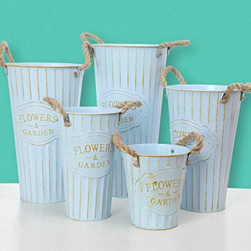 DOITOOL Rustic Metal Flower Vase Vintage Bucket Decor