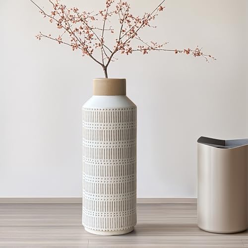 LIZOFER Rustic Ceramic Vase Set of 2 for Living Room Bedroom Farmhouse Decor