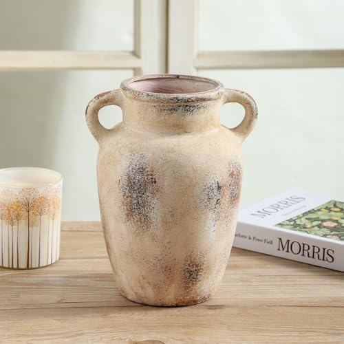Farmhouse Ceramic Vase with Handle 97 Inch