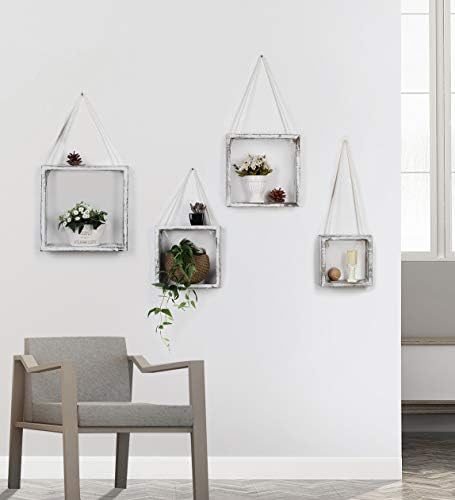Rustic Floating Cube Shelves Set of 4 for Home Decor