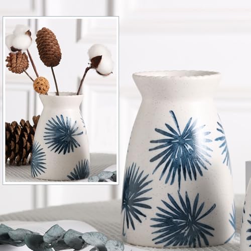 Hjn White Flower Vase - Modern Ceramic Decor for Living Room and Entryway
