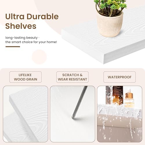 Marsmiles White Square Floating Shelves 3 Pack