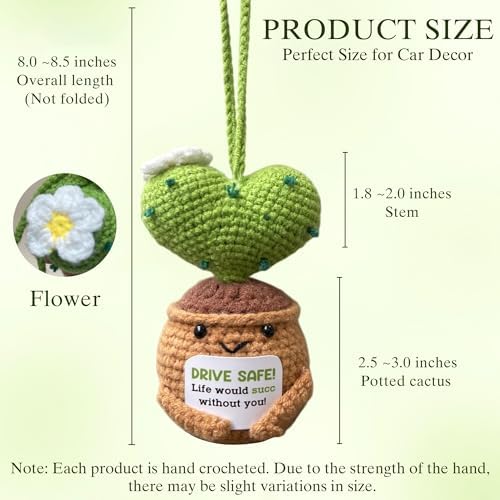 Drive Safe Crochet Car Air Freshener Cactus Hanging Ornament