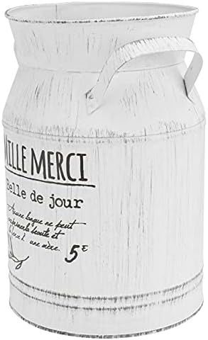 Angoily Retro Galvanized Flower Vase French Style Decorative Bucket for Home Office