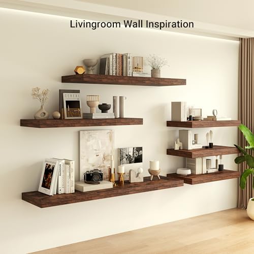 24 x 12 Inch Deep Floating Shelves Wall Mounted with Invisible Brackets