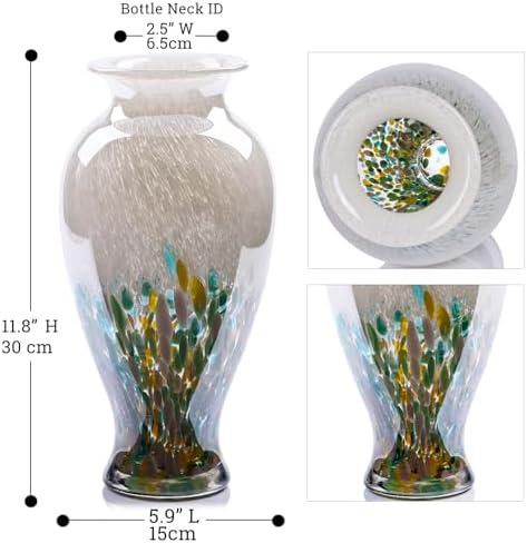 118 Tall Green Blown Glass Vase with Unique Design