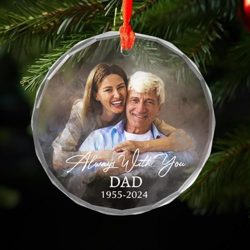 Custom Photo Memorial Glass Ornament - Personalized Christmas Portrait Decoration