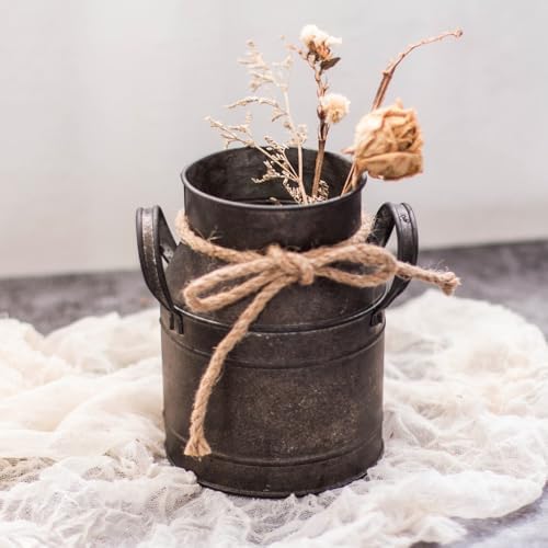 Rust Paint Flower Vase Rustic Metal Milk Can Bucket Decor