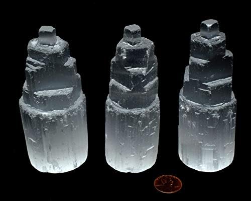 HQRP 4 Inch White Selenite Skyscraper Towers 5PCS